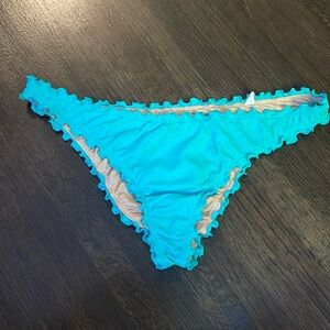 Shade and Shore Target size L large bikini bottoms teal curly lettuce hem